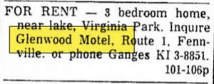 Glen-Wood Motel - Nov 1961 Ad (newer photo)